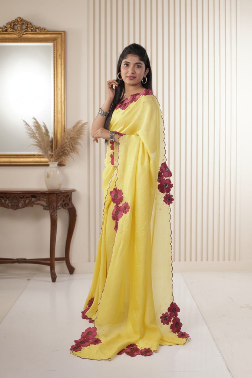 Modern brown saree with elegant draping style